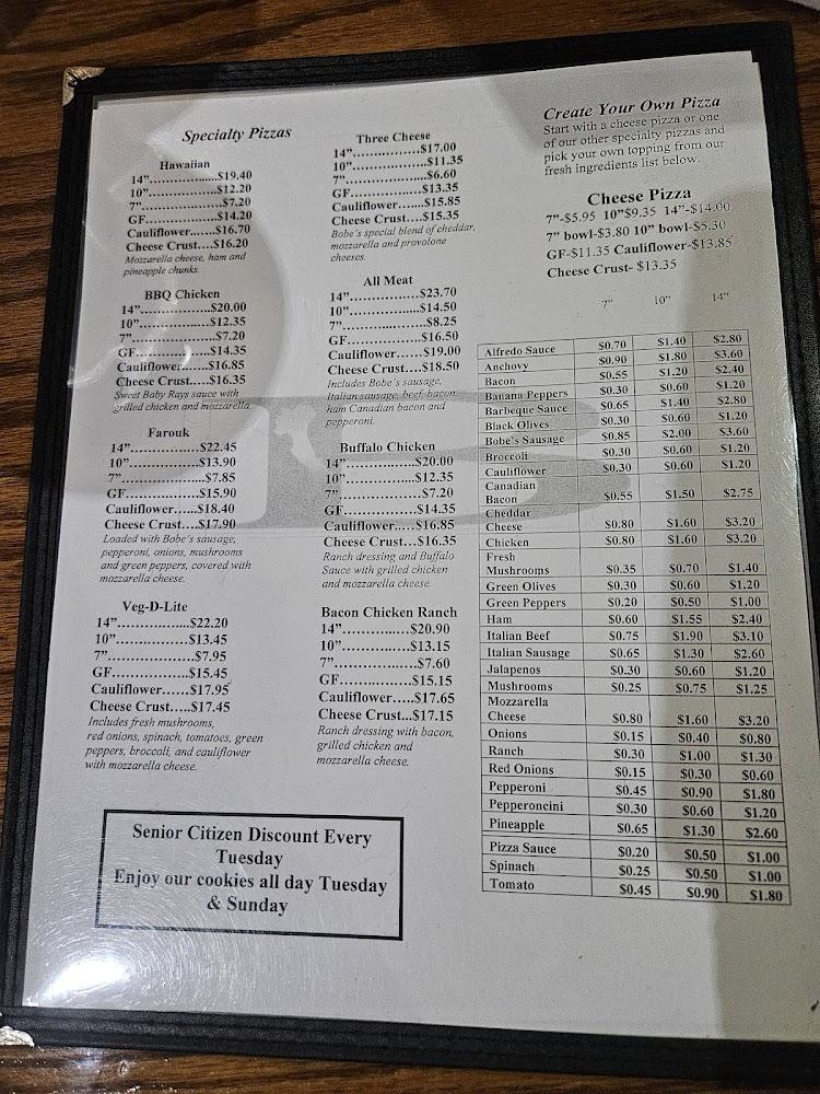 Henry Bobe's Trattoria Menu image 3